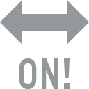 on with exclamation mark with left right arrow abo