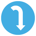 arrow pointing rightwards then curving downwards